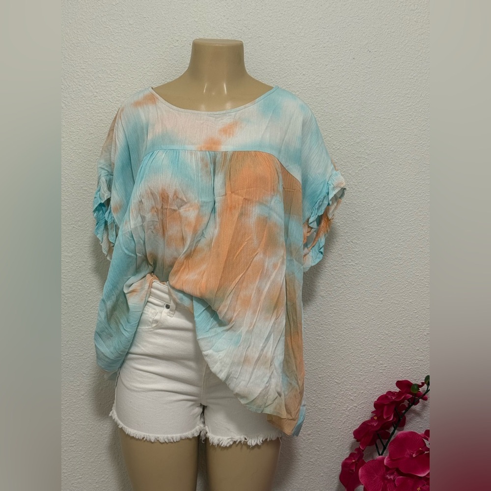 Kori Blue and Orange Relaxed Blouse